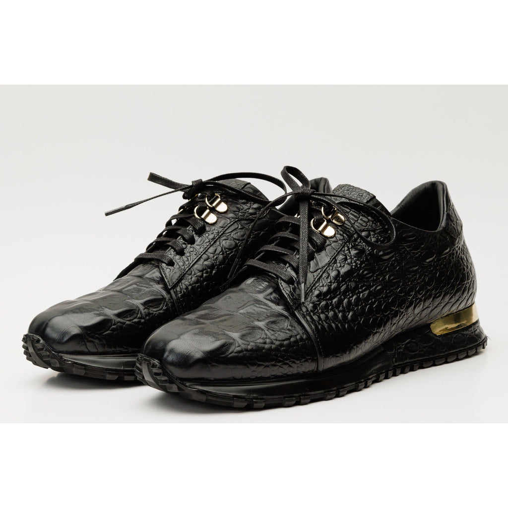 The Bomba Black Crocodile Leather Men Sneaker