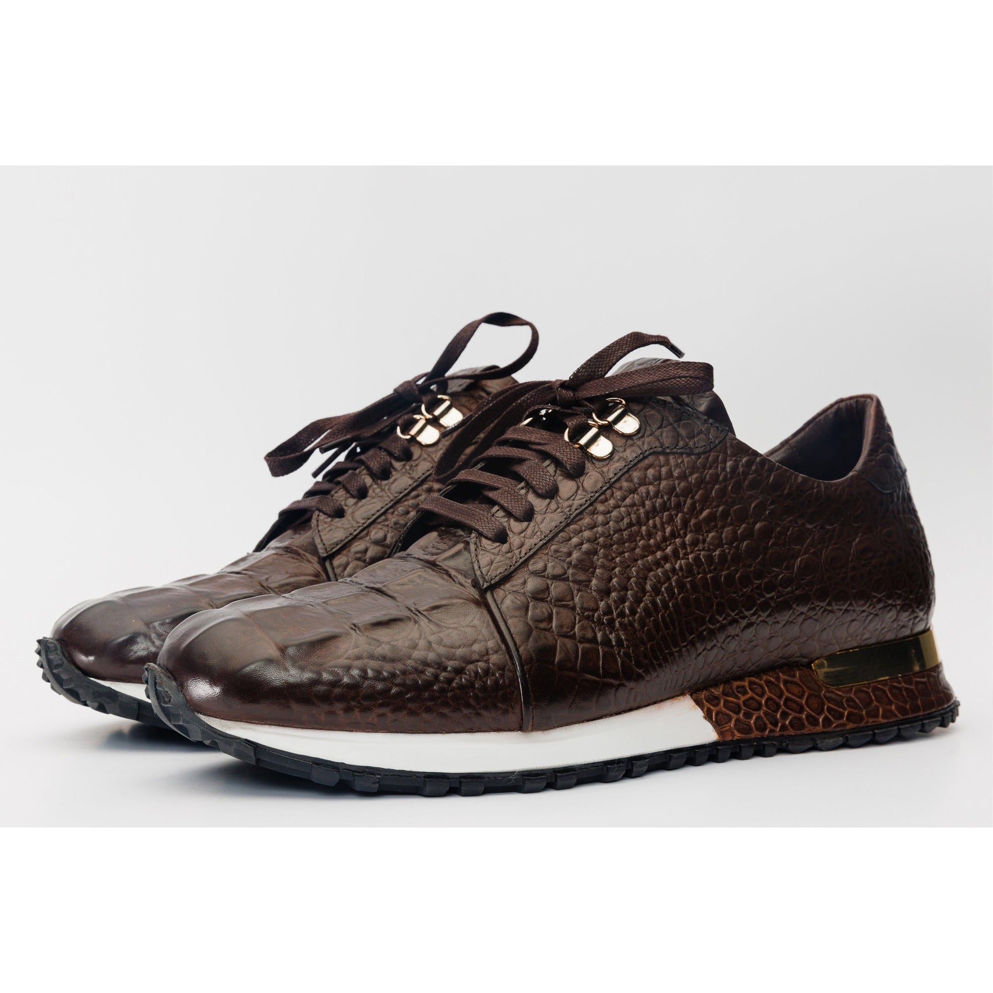 The Bomba Brown Crocodile Leather Men Sneaker