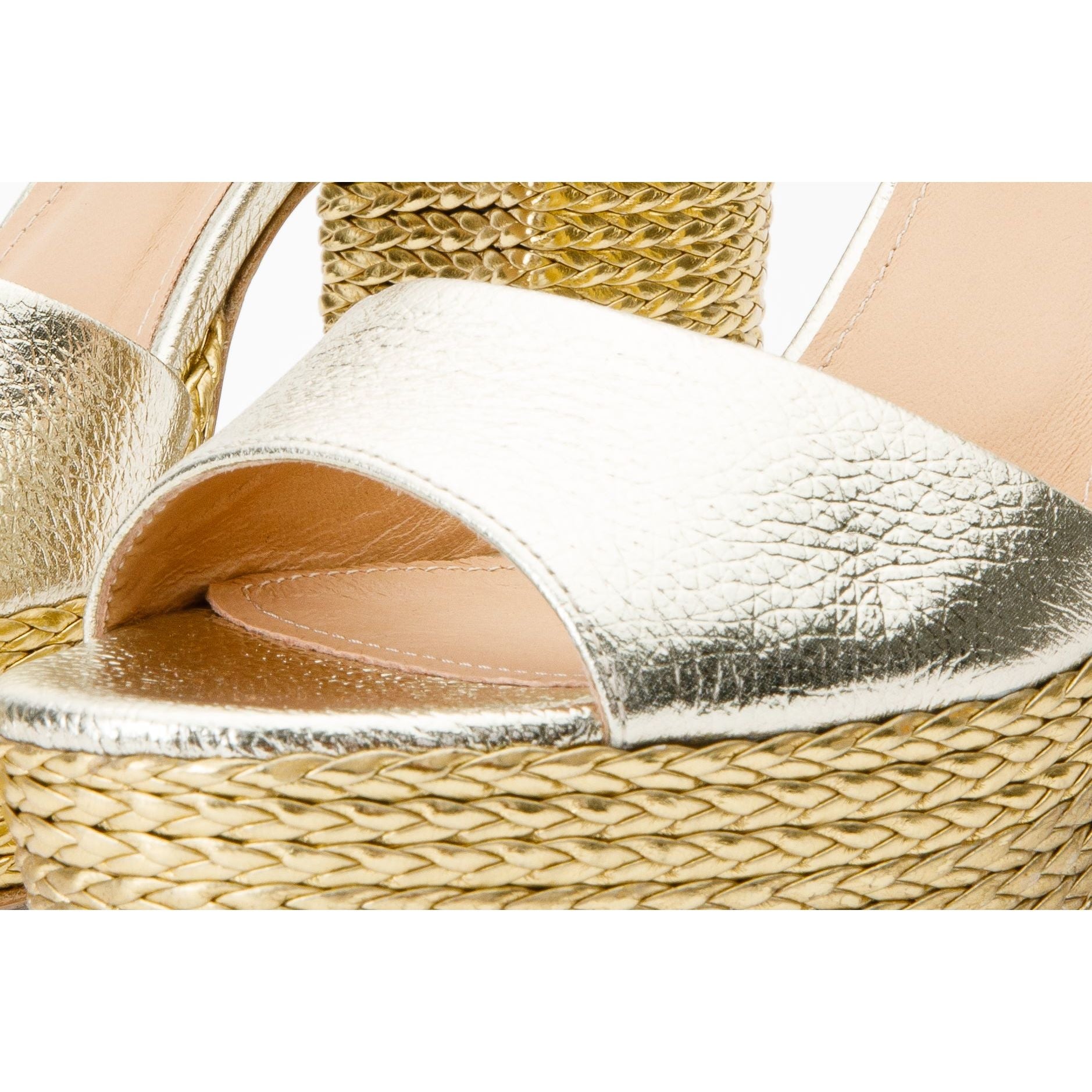 The Tampico Platform Heel Gold Leather Women Sandal