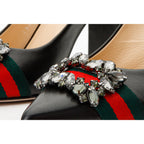 Vinci The Afega Black Leather Block Heel Pump Women Shoes