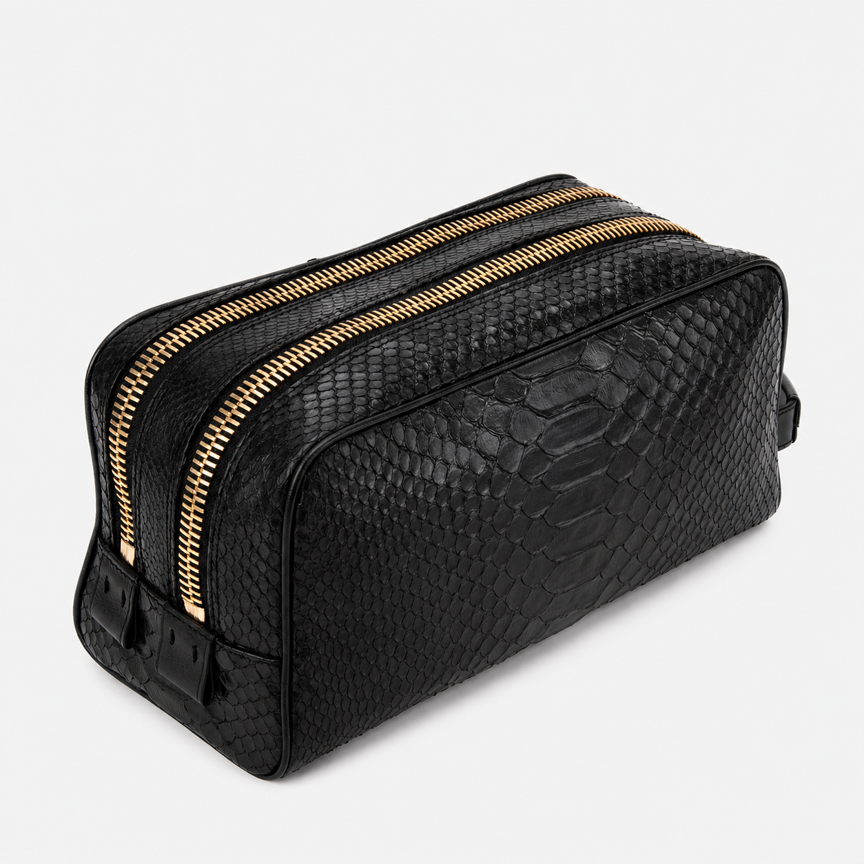The Belluno Black Python Leather Men’s Essentials Bag