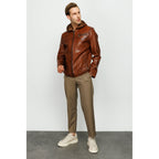 The Byron Ribi Brown Leather Men Jacket