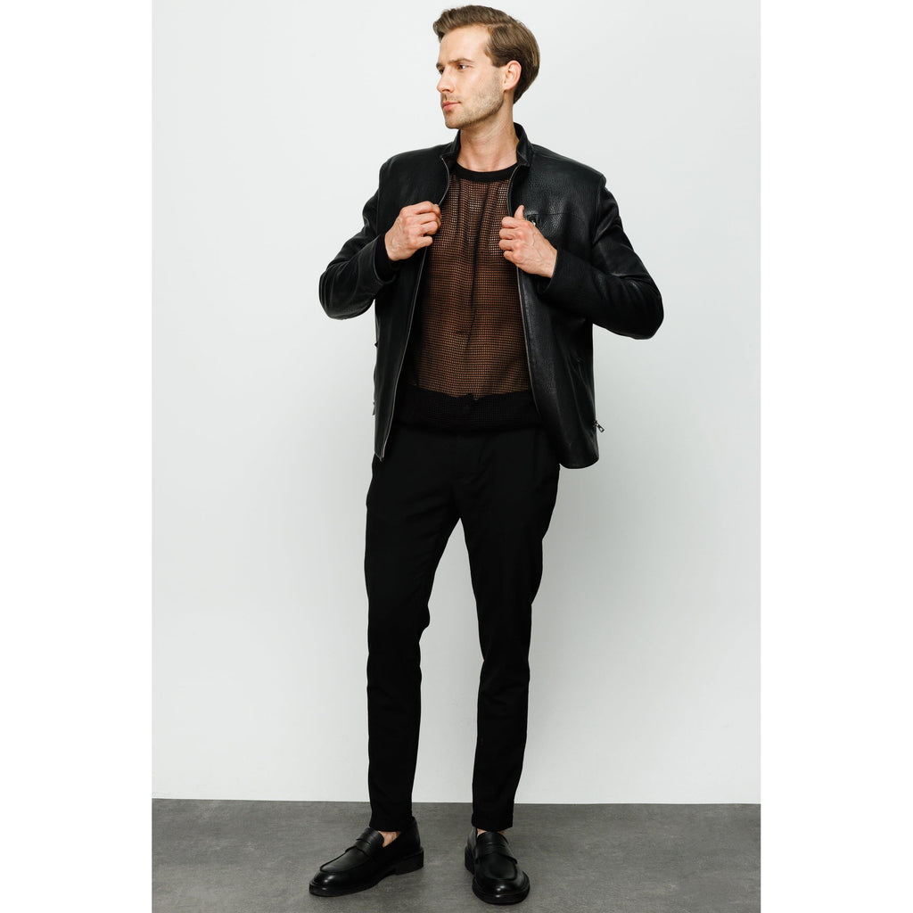 The Claribel Pythn Black Skin Leather Men Jacket