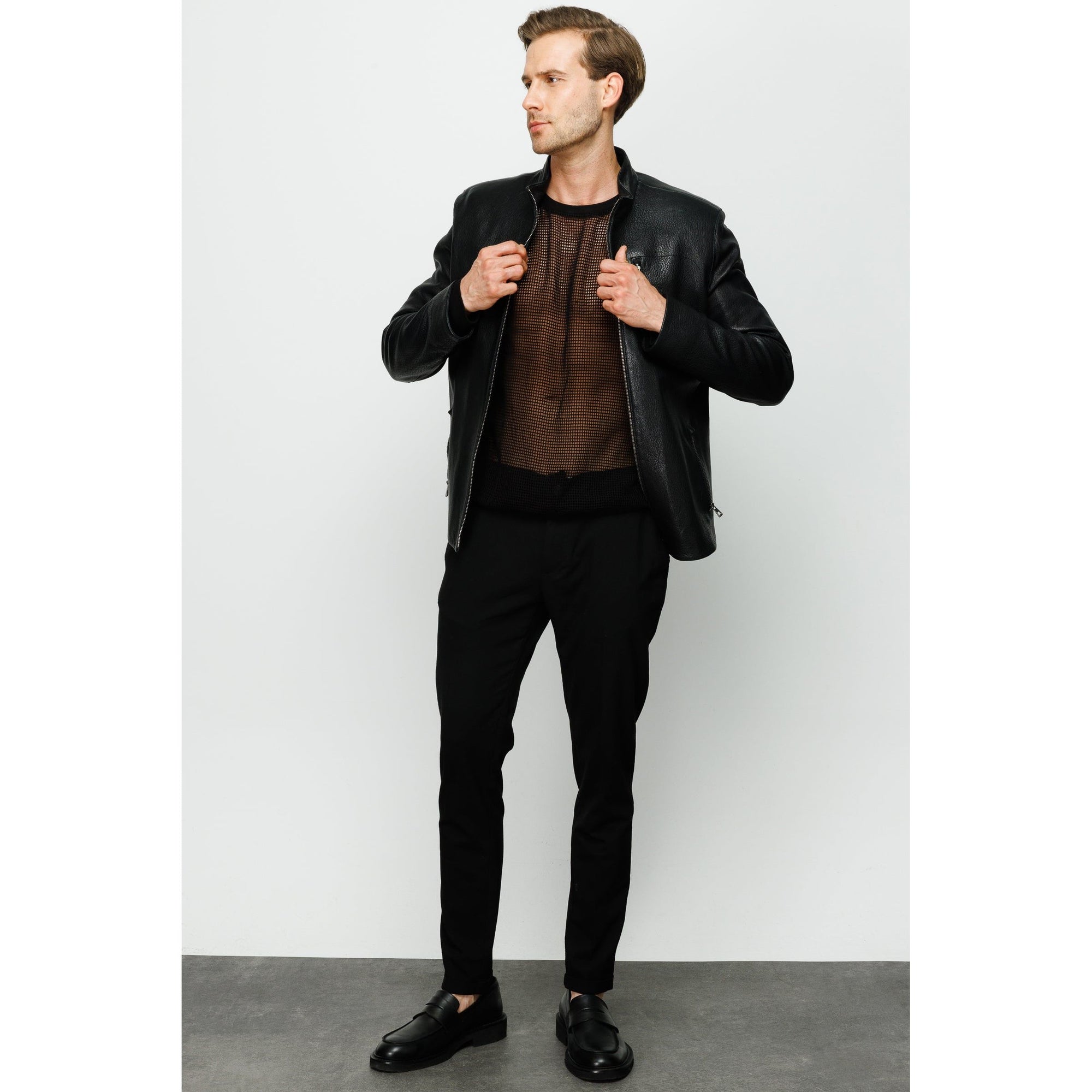 The Claribel Pythn Black Skin Leather Men Jacket