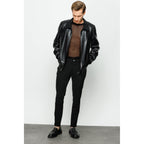 The Claribel Pythn Black Skin Leather Men Jacket