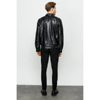 The Claribel Pythn Black Skin Leather Men Jacket