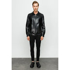 The Claribel Pythn Black Skin Leather Men Jacket