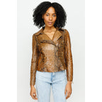 The Queen Pythn Skin Tan Leather Women Jacket