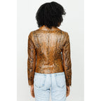 The Queen Pythn Skin Tan Leather Women Jacket