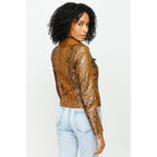 The Queen Pythn Skin Tan Leather Women Jacket