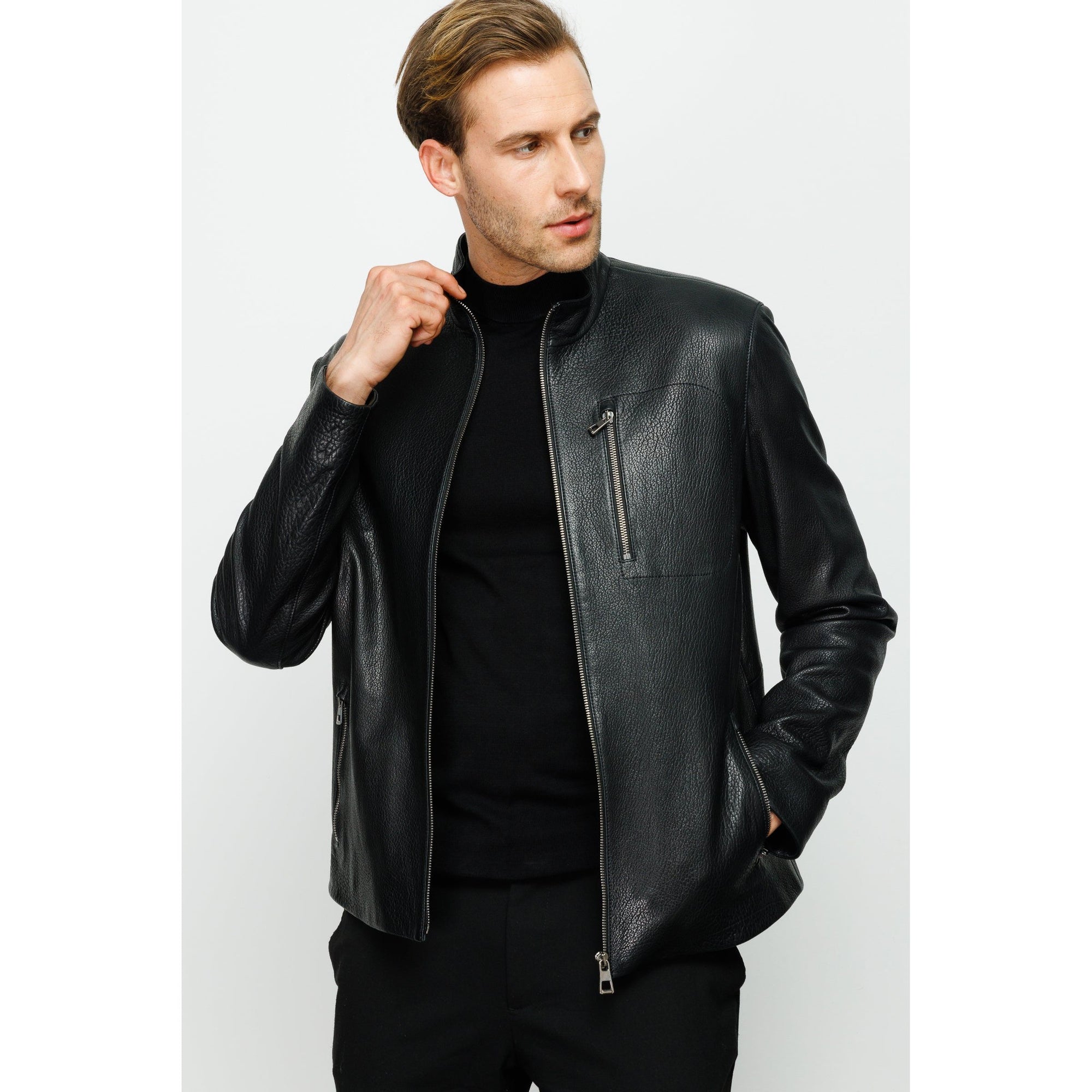The Blanchard Black Leather Men Jacket
