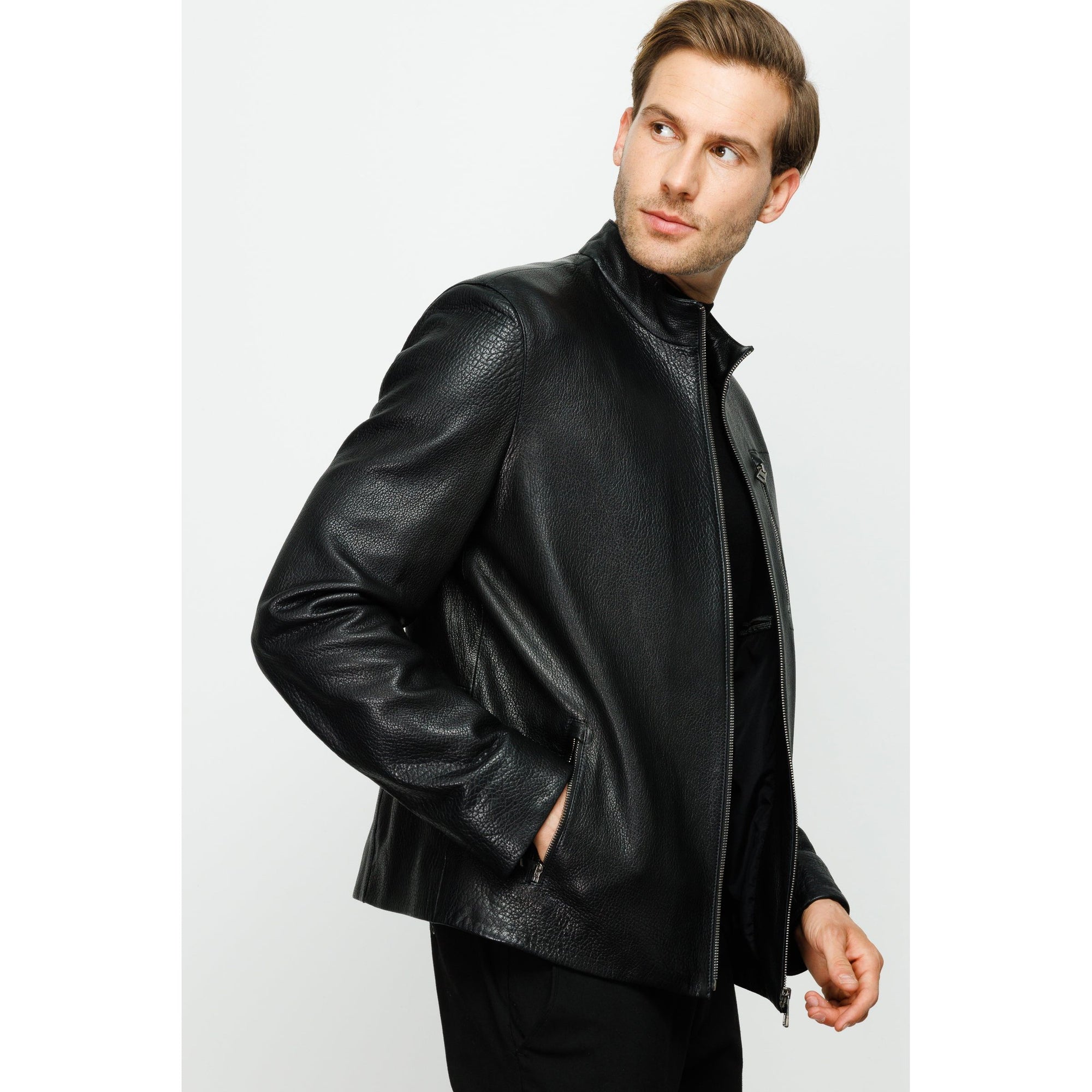 The Blanchard Black Leather Men Jacket