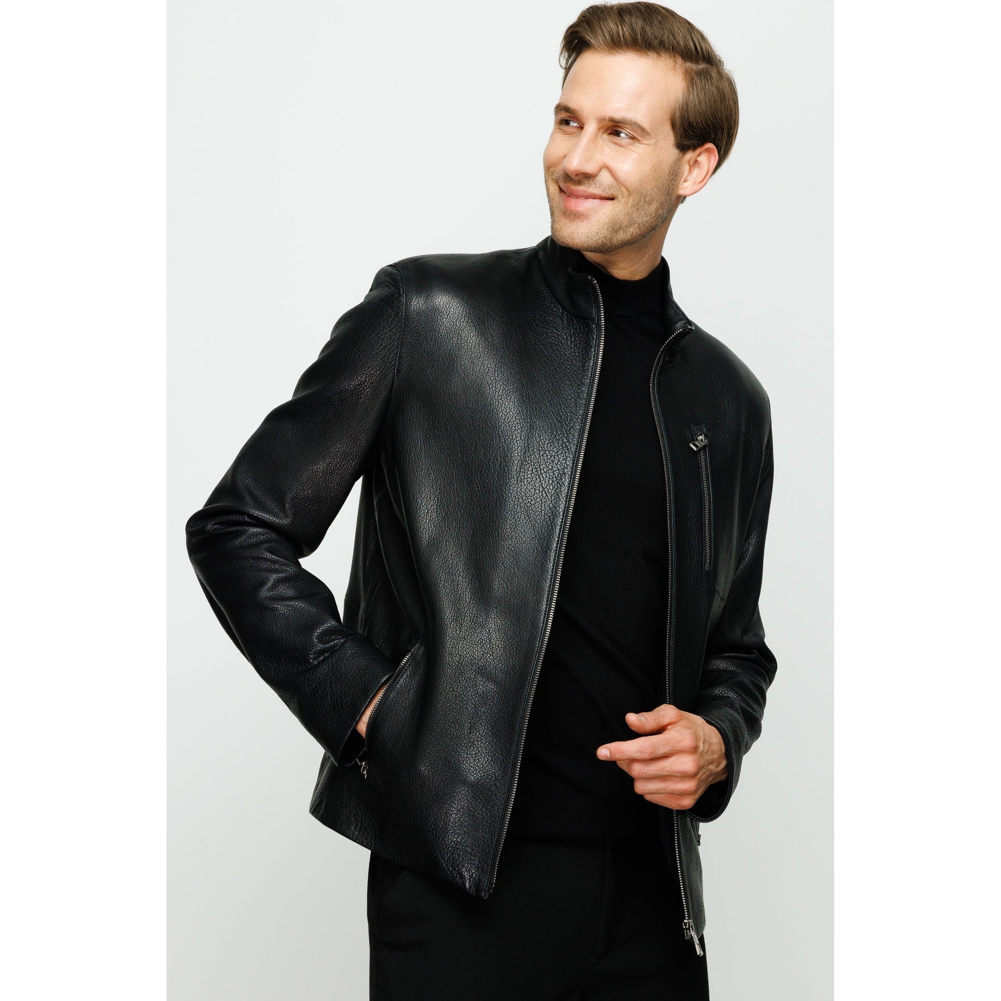 The Blanchard Black Leather Men Jacket