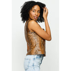 The Queen Pythn Skin Tan Leather Women Jacket