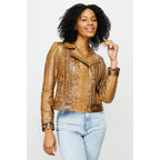 The Nayro Snake Tan Leather Women Jacket