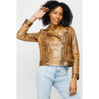 The Nayro Snake Tan Leather Women Jacket