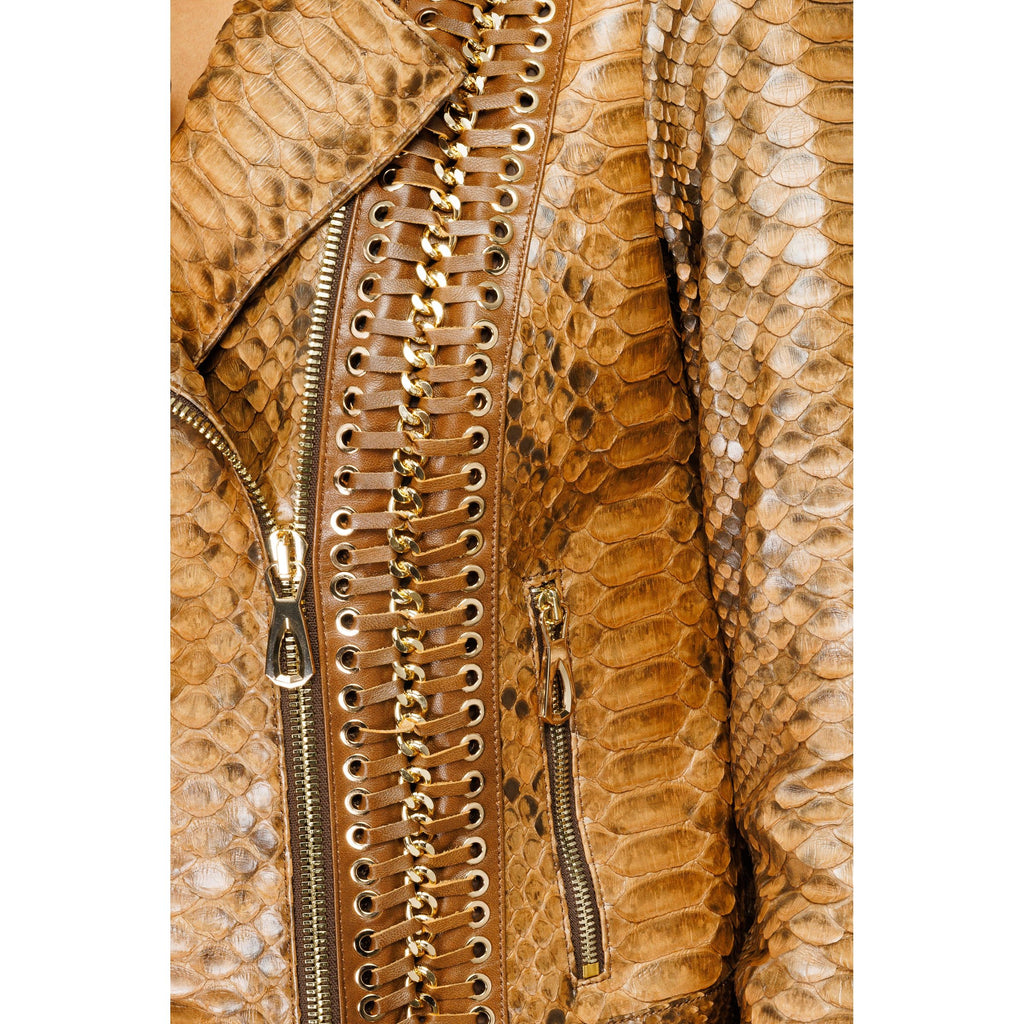 The Nayro Snake Tan Leather Women Jacket