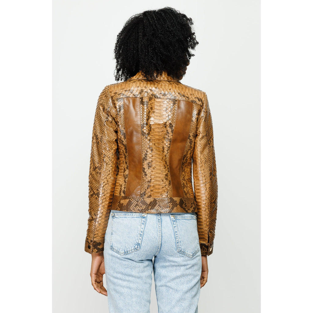 The Nayro Snake Tan Leather Women Jacket