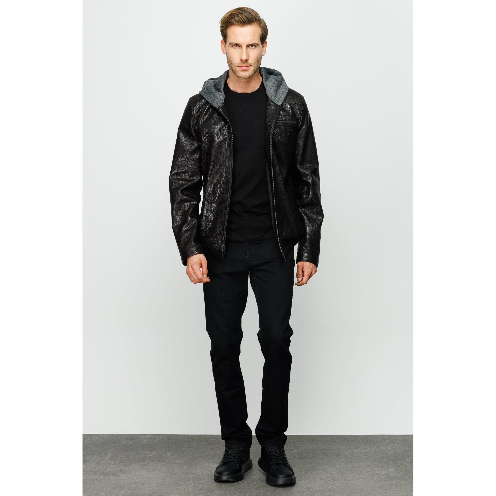 The Byron Ribi Black Leather Men Jacket