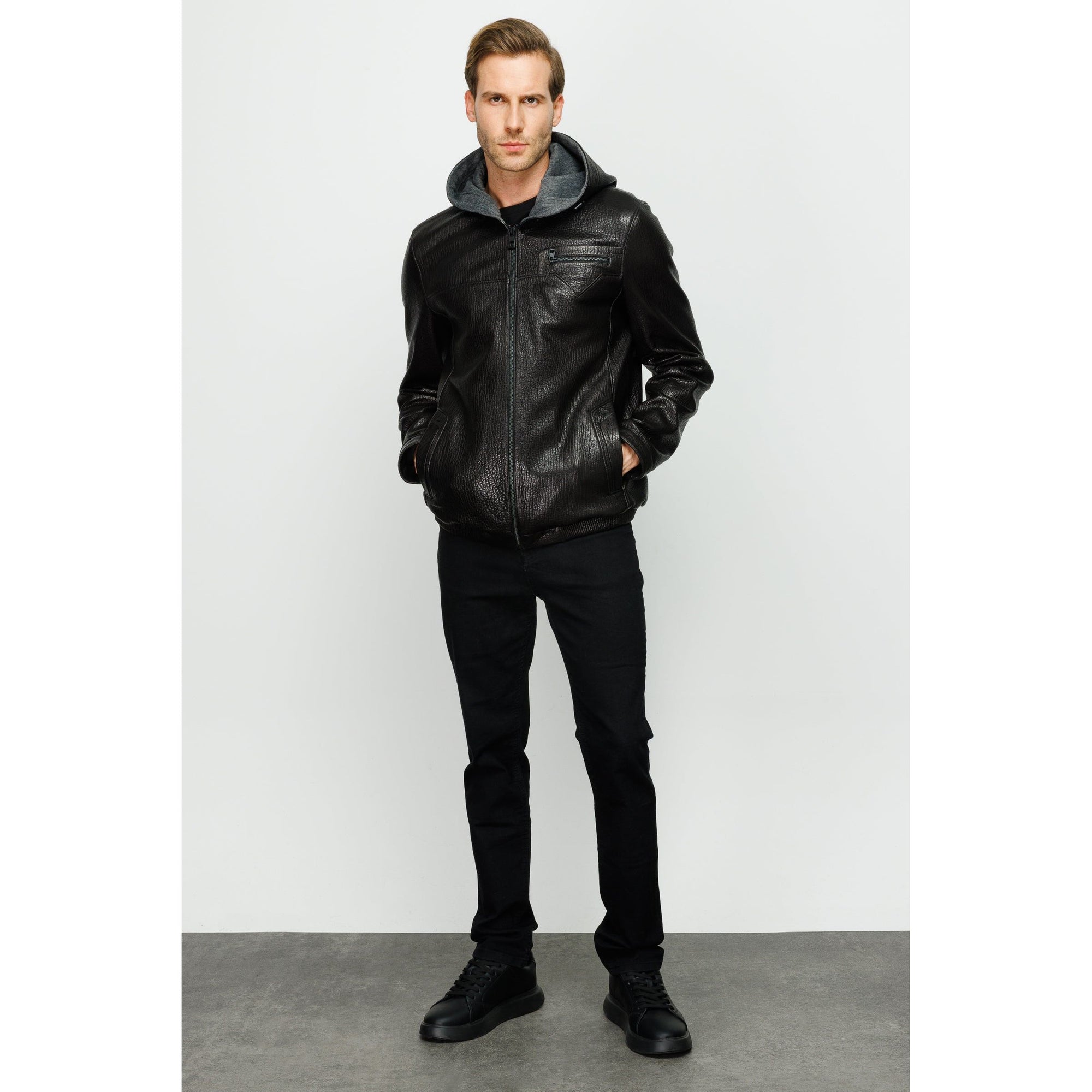 The Byron Ribi Black Leather Men Jacket