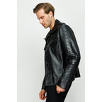 The Manteca Pythn Skin Leather Black Men Jacket
