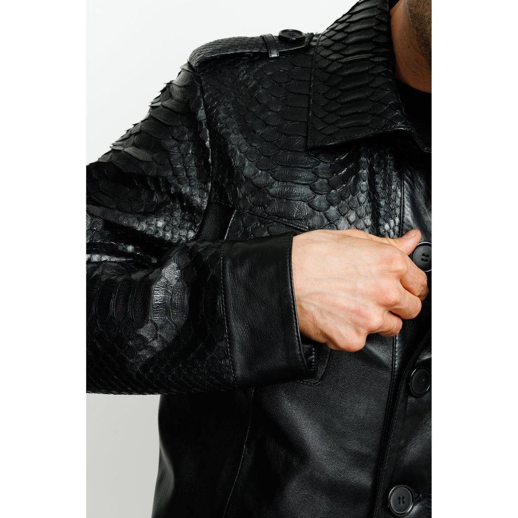 The Manteca Pythn Skin Leather Black Men Jacket