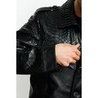 The Manteca Pythn Skin Leather Black Men Jacket