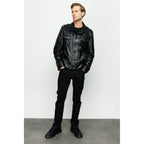 The Manteca Pythn Skin Leather Black Men Jacket