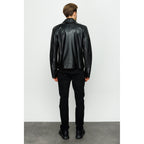 The Manteca Pythn Skin Leather Black Men Jacket