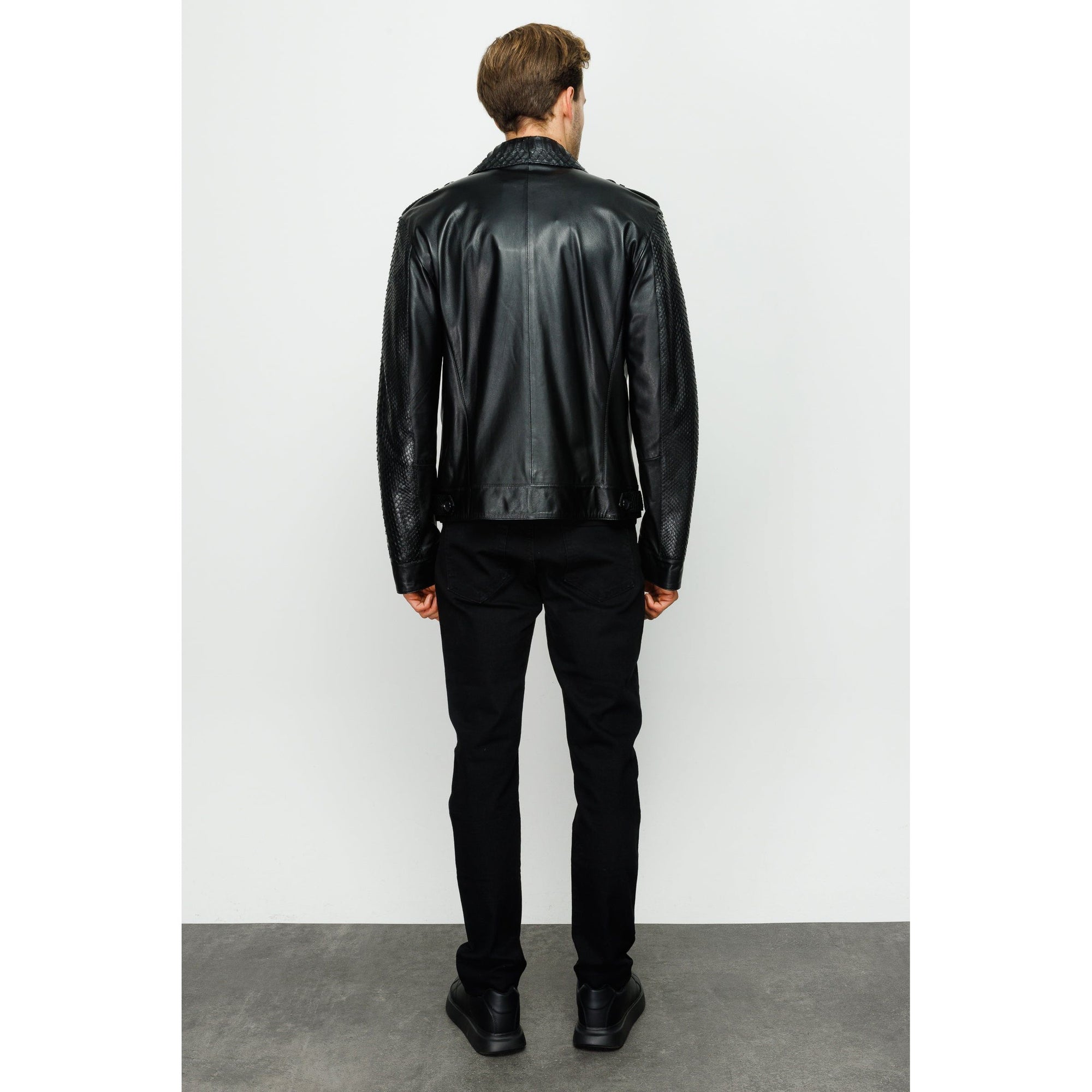 The Manteca Pythn Skin Leather Black Men Jacket