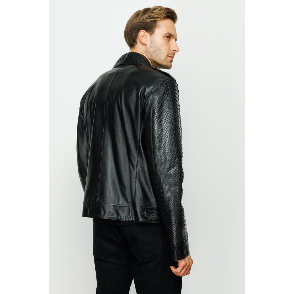 The Manteca Pythn Skin Leather Black Men Jacket