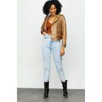The Nayro Snake Tan Leather Women Jacket