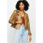 The Nayro Snake Tan Leather Women Jacket