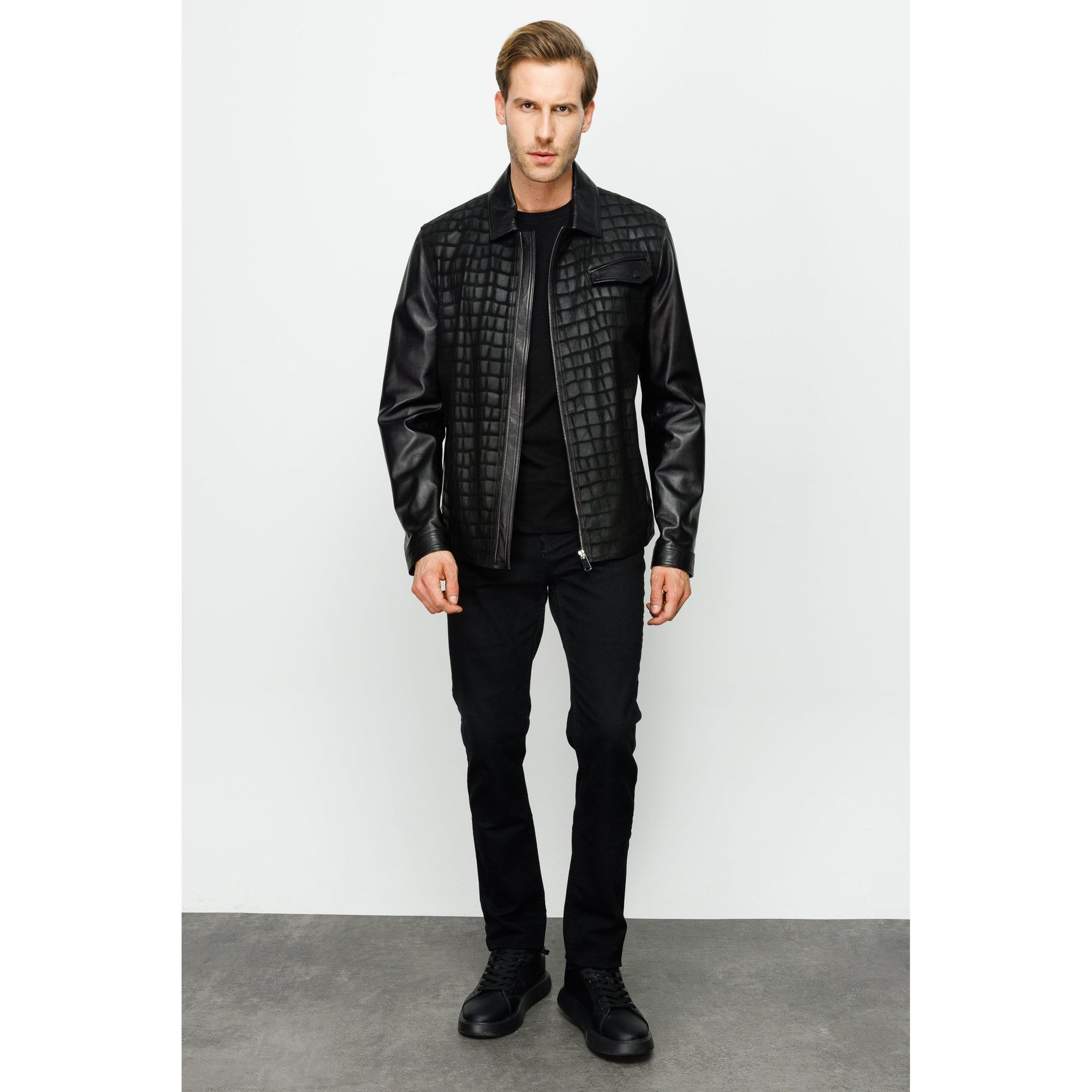 The Emerson Black Leather Men Jacket