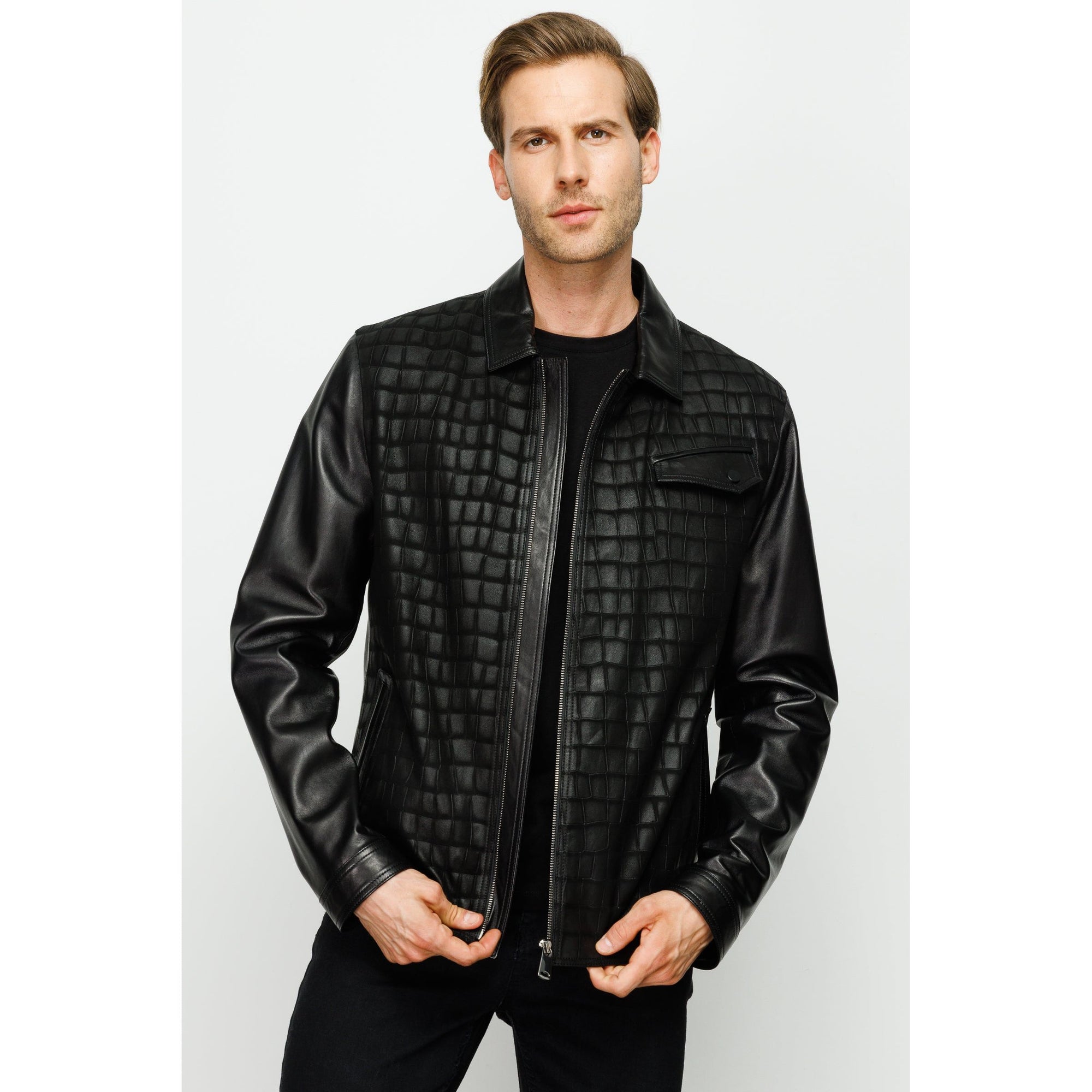 The Emerson Black Leather Men Jacket