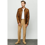 The Wilkerson Tan Leather Men Jacket