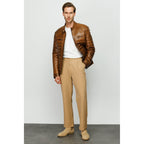The Wilkerson Tan Leather Men Jacket