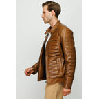 The Wilkerson Tan Leather Men Jacket