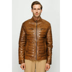 The Wilkerson Tan Leather Men Jacket