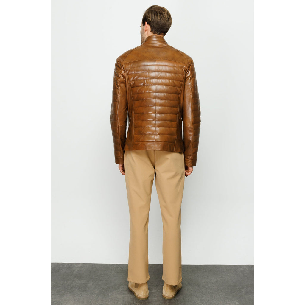 The Wilkerson Tan Leather Men Jacket