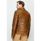The Wilkerson Tan Leather Men Jacket