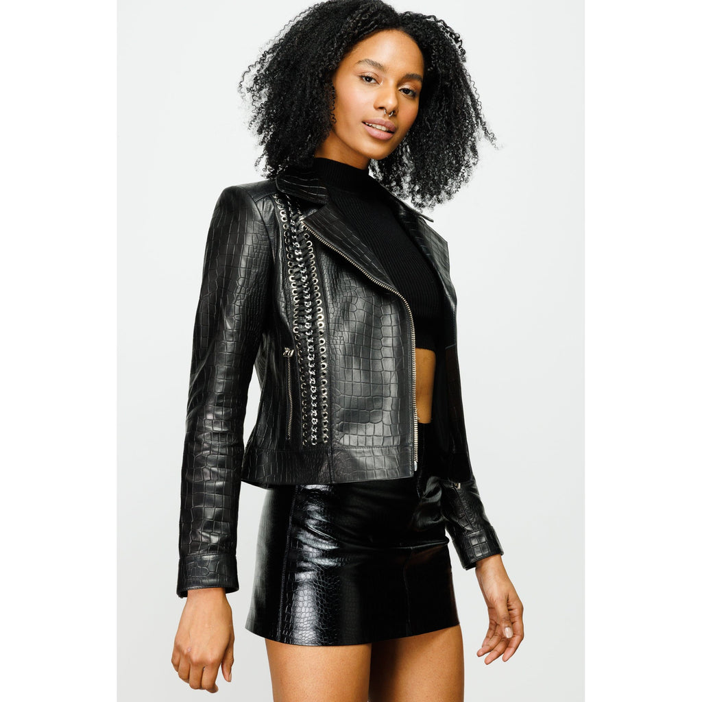 The Singapore Black Leather Women Jacket