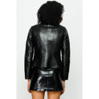 The Mekke Snake Skin Black Leather Women Jacket