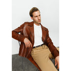 Vinci The Monola Tan Leather Men Jacket