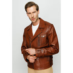 Vinci The Monola Tan Leather Men Jacket