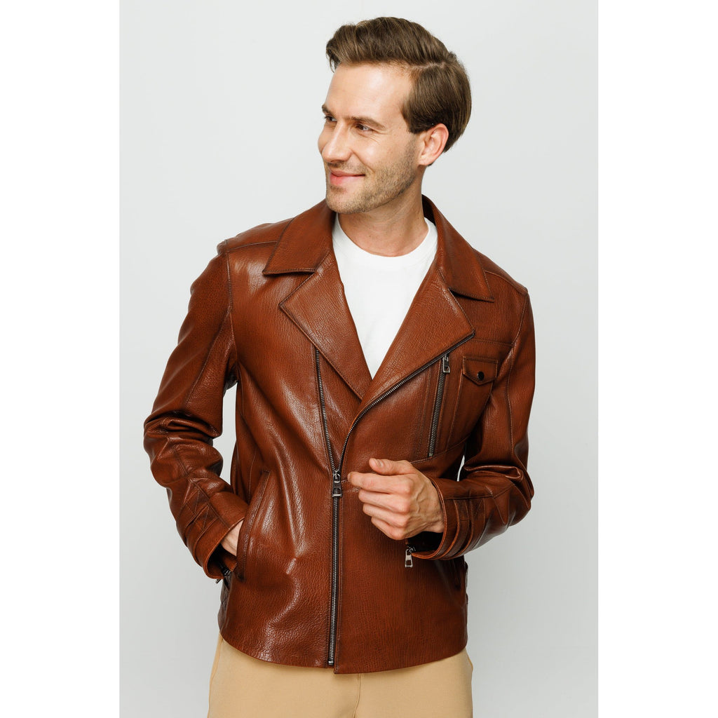 Vinci The Monola Tan Leather Men Jacket