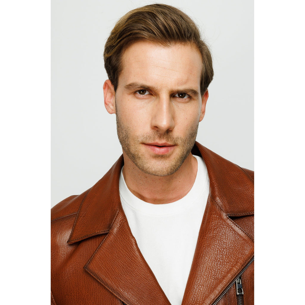 Vinci The Monola Tan Leather Men Jacket