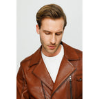 Vinci The Monola Tan Leather Men Jacket