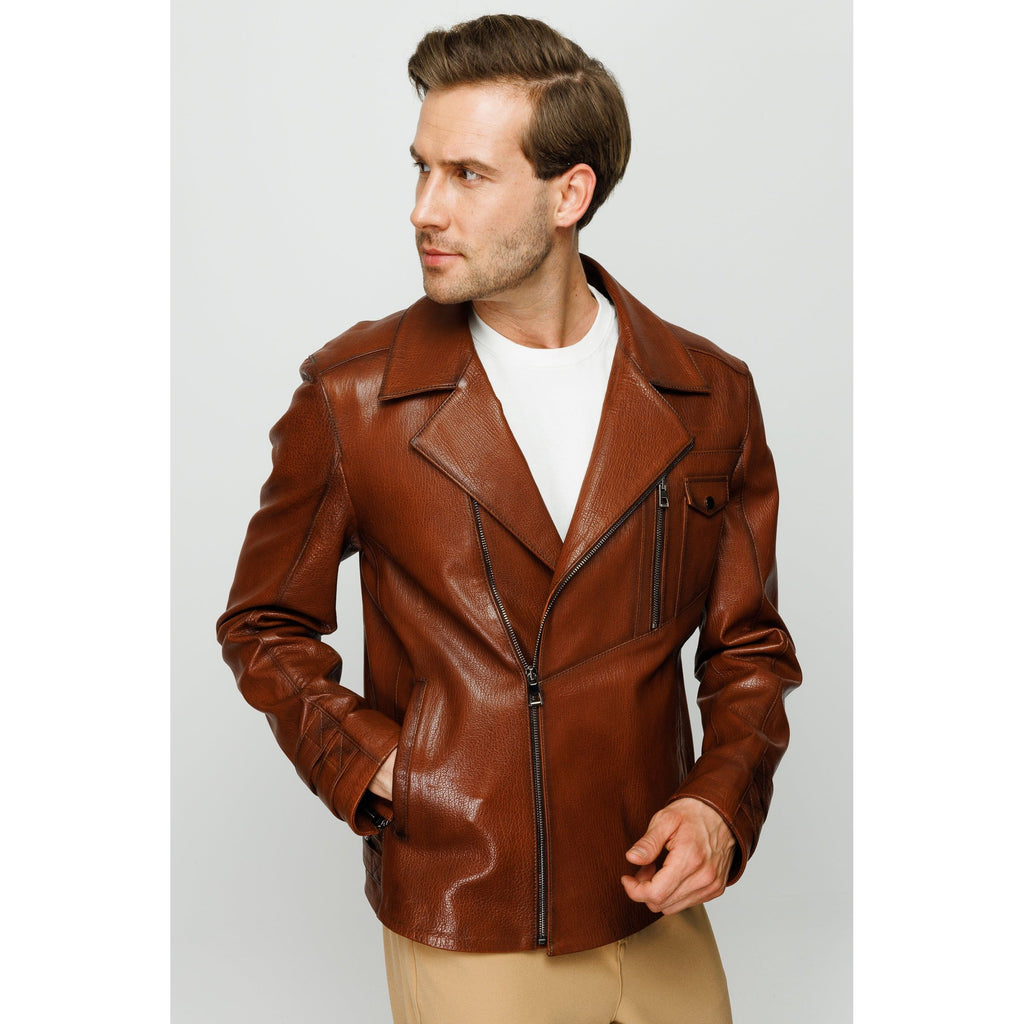 Vinci The Monola Tan Leather Men Jacket
