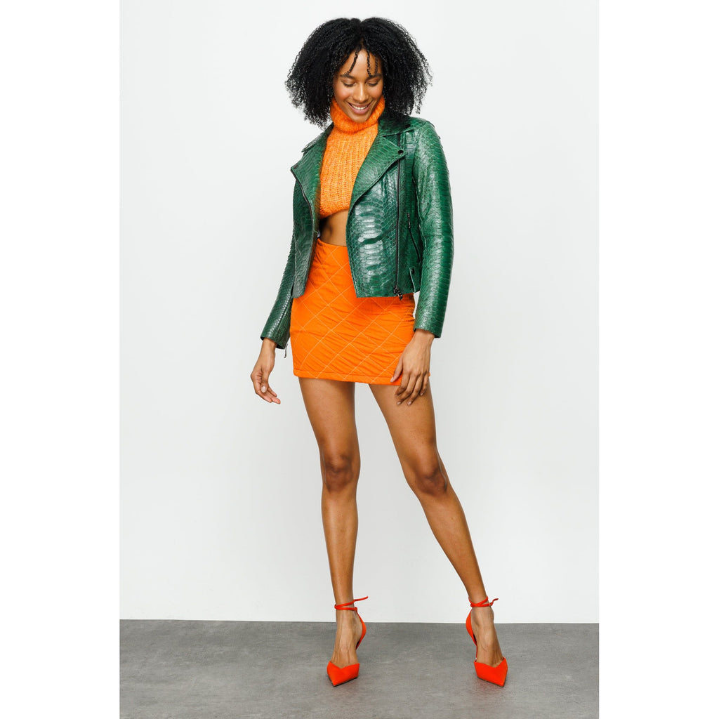 The Pythn Skin Green Leather Women Jacket